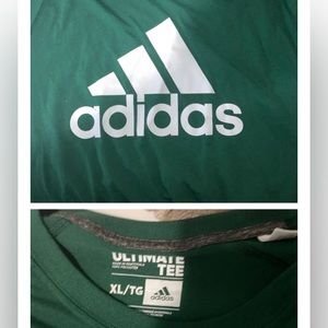 Green and white adidas t shirt